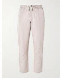 MR P. - Straight-leg Cotton And Linen-blend Twill Drawstring Trousers - Lyst