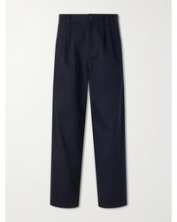 A.P.C. - Ricky Straight-Leg Pleated Organic Cotton Trousers - Lyst