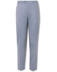 Canali - Kei Slim-Fit Straight-Leg Wool, Silk And Linen-Blend Suit Trousers - Lyst