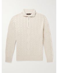 Loro Piana - Cable-knit Baby Cashmere And Linen-blend Half-zip Sweater - Lyst
