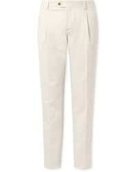 Lardini - Straight-leg Pleated Cotton-blend Twill Trousers - Lyst