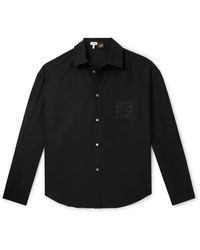 Loewe X Paula's Ibiza Linen Logo Short-sleeve Shirt in Black