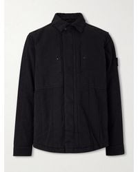 Stone Island - Ghost Appliquéd Padded Cotton And Linen-Blend Primaloft Overshirt - Lyst