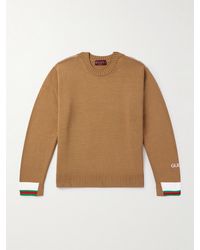 Gucci - Logo-intarsia Striped Cotton Sweater - Lyst