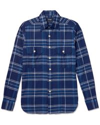 Drake's - Checked Cotton-Flannel Shirt - Lyst