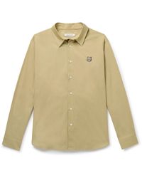 Maison Kitsuné - Logo-appliquéd Cotton-poplin Shirt - Lyst