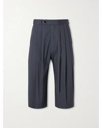 Monitaly - Wide-Leg Pleated Cotton Shorts - Lyst