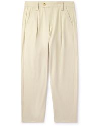 A.P.C. - Renato Tapered Pleated Herringbone Cotton Trousers - Lyst