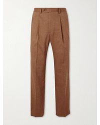 Frescobol Carioca - Affonso Pleated Straight-leg Linen And Virgin Wool-blend Suit Trousers - Lyst