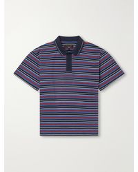 Rag & Bone - Striped Cotton-Piqué Polo Shirt - Lyst