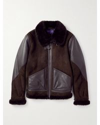 Ralph Lauren - Lutton Aviator Leather-Trimmed Shearling Jacket - Lyst