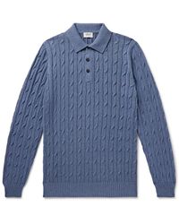 Ghiaia - Slim-fit Cable-knit Cotton Polo Shirt - Lyst