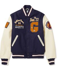 Golden Bear - The Albany Ben Appliquéd Wool-blend And Leather Bomber Jacket - Lyst