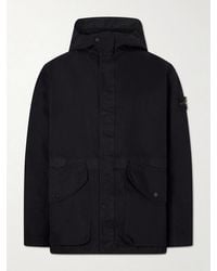 Stone Island - Anti-Drop Garment-Dyed Dense Cotton Twill-Tc Hooded Jacket - Lyst