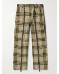 Burberry - Straight-Leg Zip-Detailed Checked Wool Trousers - Lyst