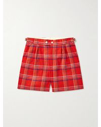 Bode - Gable Straight-Leg Pleated Checked Wool Shorts - Lyst