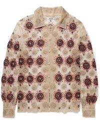 Bode - Solarium Bead-Embellished Broderie Anglaise Tulle Shirt - Lyst