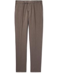 ZEGNA - Slim-fit Tapered Cotton And Linen-blend Twill Trousers - Lyst