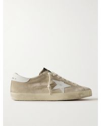 Golden Goose - Super-star Distressed Leather-trimmed Suede Sneakers - Lyst
