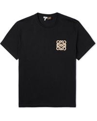 Loewe Paula's Ibiza ブラックポロシャツ Loewe X Paula's Ibiza Linen Logo Short-sleeve Shirt in Black