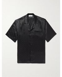 Saint Laurent Camp-Collar Silk-Satin Jacquard Shirt - Nero