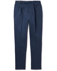 Brunello Cucinelli - Straight-leg Pleated Cotton-twill Trousers - Lyst