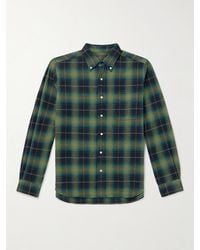 Beams Plus - Button-down Collar Checked Brushed Cotton-flannel Shirt - Lyst
