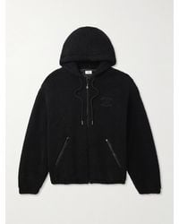 Celine - Logo-Embroidered Wool And Cotton-Blend Fleece Hooded Jacket - Lyst