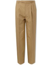 Gucci - Straight-leg Pleated Cotton Trousers - Lyst