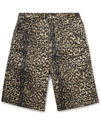Rhude - Wide-leg Leopard-print Denim Shorts - Lyst