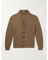 Tom Ford - Shawl-Collar Ribbed Silk And Wool-Blend Cardigan - Lyst
