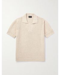 Brioni - Ribbed Cotton And Wool-blend Polo Shirt - Lyst