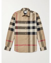 Burberry Schmal geschnittenes Hemd aus karierter Popeline aus einer Baumwollmischung - Mehrfarbig
