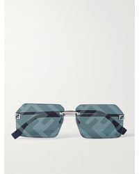 Fendi - Sky Silver-tone Square-frame Sunglasses - Lyst