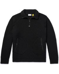 Moncler Genius - Pharrell Williams Shell-trimmed Ribbed Wool Half-zip Sweater - Lyst