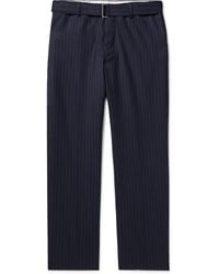 Officine Generale - Hoche Straight-leg Belted Pinstriped Wool-twill Suit Trousers - Lyst