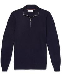 Brunello Cucinelli - Contrast-Tipped Cashmere Half-Zip Sweater - Lyst