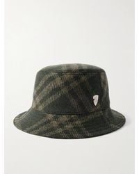 Burberry - Logo-Appliquéd Checked Brushed-Wool Bucket Hat - Lyst