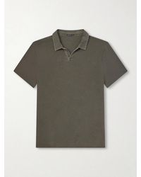 James Perse - Open-Collar Cotton-Jersey Polo Shirt - Lyst