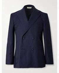 Officine Generale - Kane Double-breasted Pinstriped Virgin Wool Blazer - Lyst
