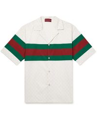 Gucci - Camp-collar Logo-print Striped Cotton-poplin Shirt - Lyst