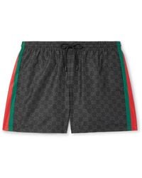Gucci - Straight-Leg Mid-Length Logo-Print Striped Swim Shorts - Lyst