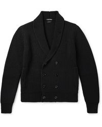 Tom Ford - Shawl-Collar Double-Breasted Ribbed Wool And Silk-Blend Cardigan - Lyst