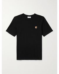Maison Kitsuné - T-shirt in jersey di cotone con logo applicato - Lyst