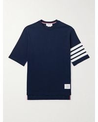 Thom Browne - Logo-Appliquéd Striped Cotton-Jersey T-Shirt - Lyst