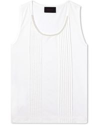 Simone Rocha - Faux Pearl-embellished Pleated Cotton-jersey Tank Top - Lyst