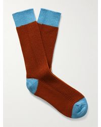 Guest In Residence - Two-tone Ribbed Cashmere Socks - Lyst