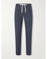 Eleventy - Straight-Leg Lyocell And Linen-Blend Trousers - Lyst