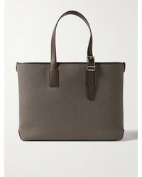 Dunhill - 1893 Harness Leather-trimmed Woven Tote Bag - Lyst