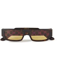 Gucci - Rectangular-frame Tortoiseshell Acetate Sunglasses - Lyst